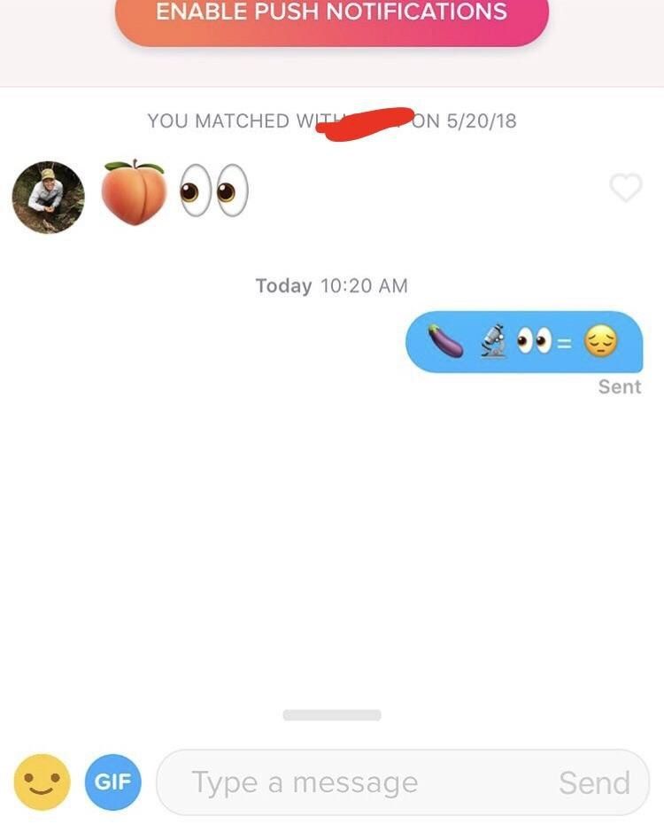 ENABLE PUSH NOTIFICATIONS YOU MATCHED 5/20/18 Today 10:20 Sent Type a message Send