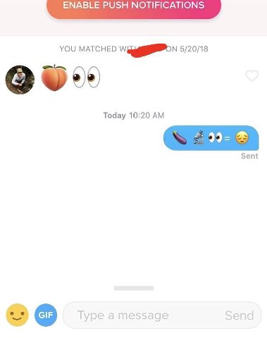 ENABLE PUSH NOTIFICATIONS YOU MATCHED 5/20/18 Today 10:20 Sent Type a message Send