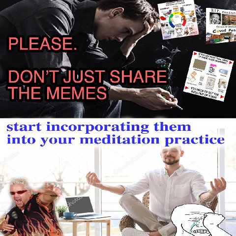 PLEASE DON'T JUST, SHARE! у ТНЕ МЕМ start incorporating them into your meditation practice