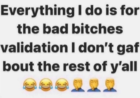 Everything Is for the bad bitches validation don't gaf bout the rest of у'ай