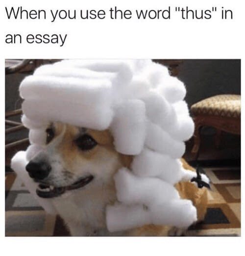 When you use the word "thus" an essay