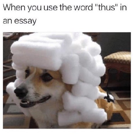 When you use the word "thus" an essay