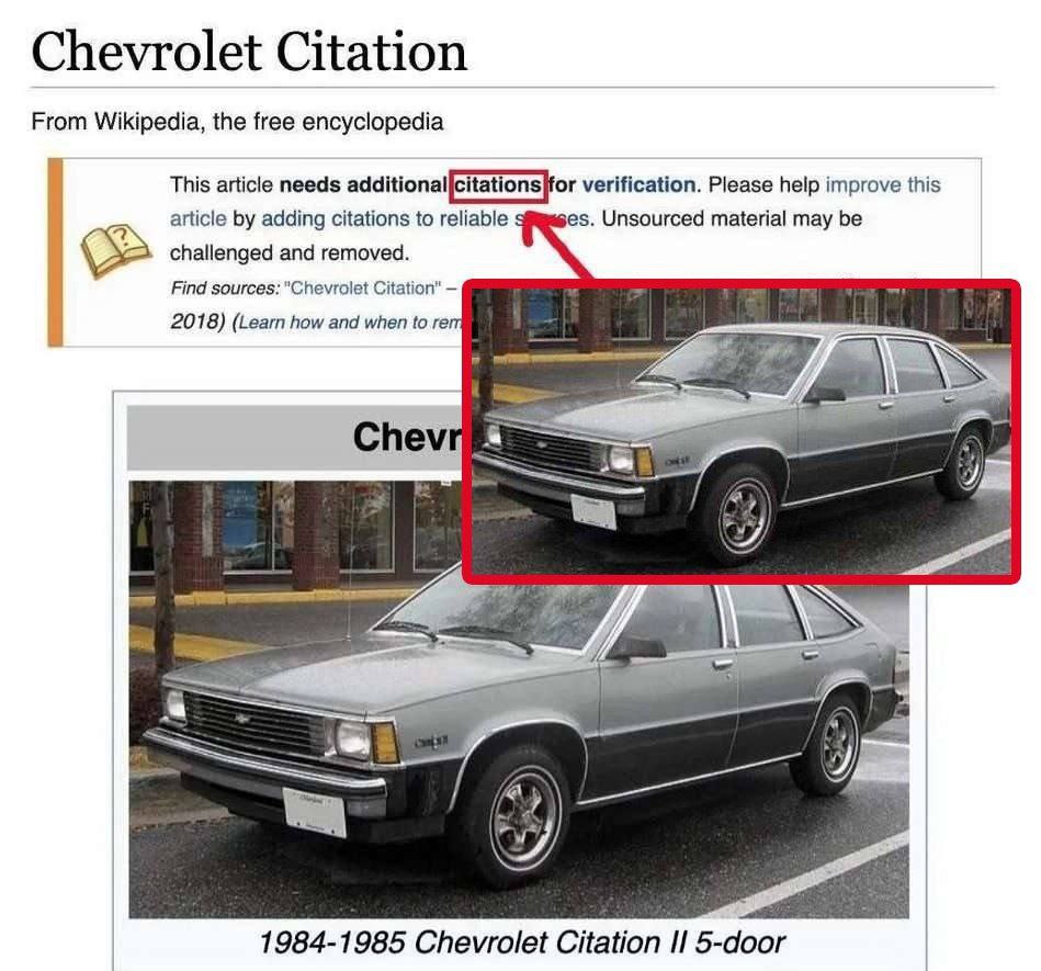 Chevrolet Citation From Wikipedia, the free encyclopedia This article needs additional|citations}for verification. Please help improve this article adding citations to reliable 3 Unsourced material ma