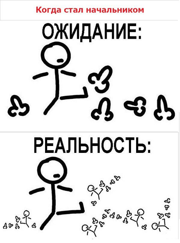 Когда стал начальником ОЖИДАНИЕ: РЕАЛЬНОСТЬ: 4?