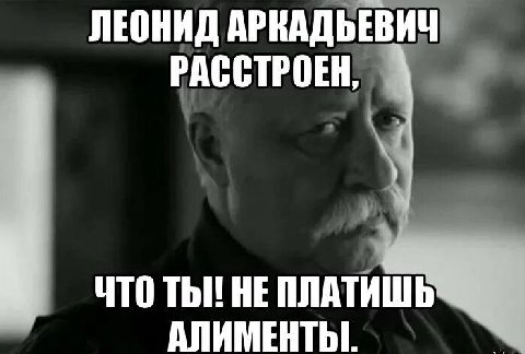 ЛЕОНИД АРКАДЬЕВИЧ РАССТРОЕН, ЧТОТЬ! НЕПЛАТИШЬ АЛИМЕНТЫ.