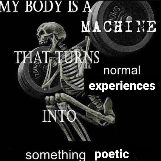 MY BODY MACHINE THAT TURNS normal experiences INTO something poetic