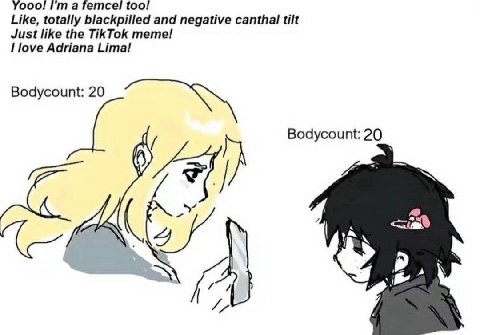 Тетсе! too! Like, totally blackpilled and negative canthal tilt Just like the TikTok meme! love Adriana Lima! Bodycount: 20 Bodycount: 20 (7