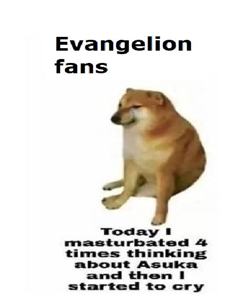 Evangelion fans Today 1 masturbated times thinking about Asuka and then 1 started to cry