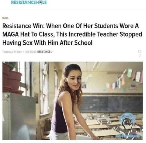 Win: When One Of Her Students Wore А MAGA Hat To Class, This Incredible Teacher Stopped Having Sex With Him After School RESISTANCE $4