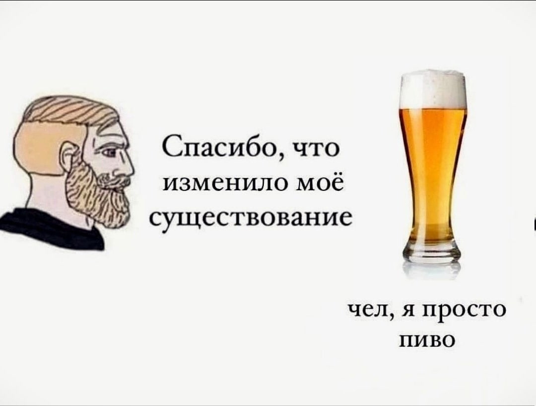 Спасибо, что изменило моё существование чел, я просто ПИВО