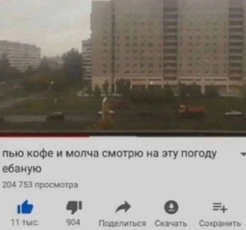 пью кофе и молча смотрю на эту погоду ебаную 204 753 просмотра 17 тыс 904 Поделиться Скачать Сохранить