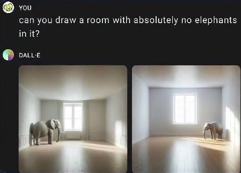 YOU can you draw a room with absolutely no elephants in it? DALL-E