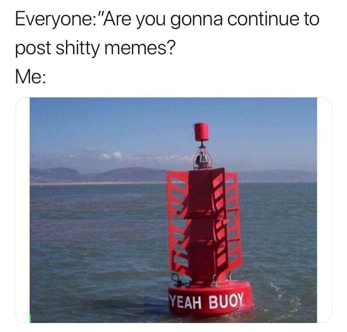 Everyone:"Are you gonna continue to post shitty memes? Me: