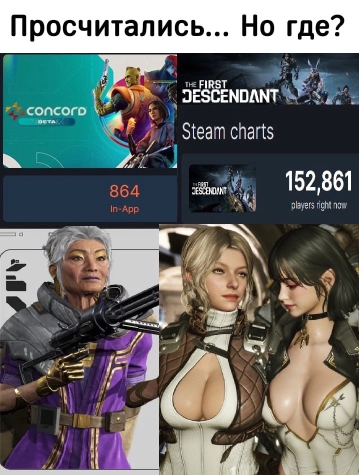 Просчитались... Но где? THE FIRST сопсого Steam charts FIRST 152,861 864 In-App a players right now 5 “у к Гай