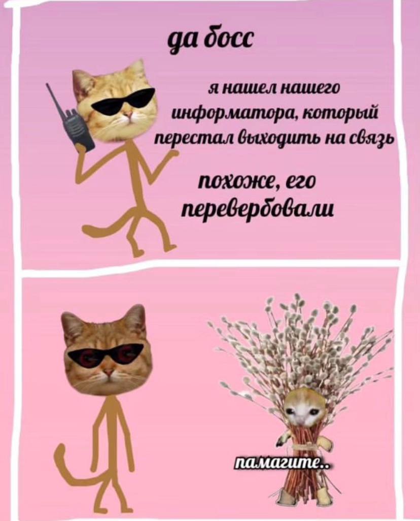 да досс я нашел нашего информатора, который перестал выходить на связь похоже, его перевердовали 9