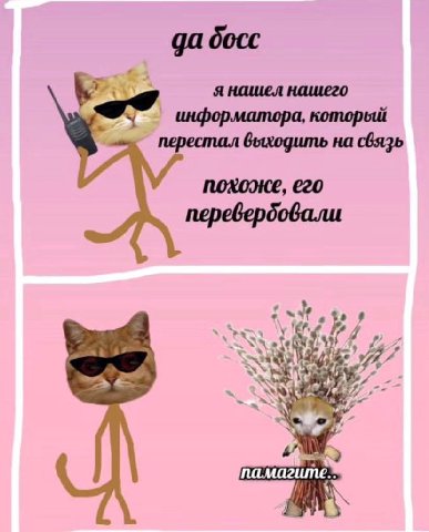 да досс я нашел нашего информатора, который перестал выходить на связь похоже, его перевердовали 9