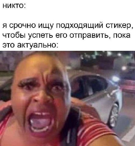 никто: я срочно ищу подходящий стикер, чтобы успеть его отправить, пока это актуально: a