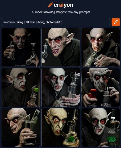 уоп model drawing images from any prompt! nosferatu taking a hit from a bong, photorealistic be 2