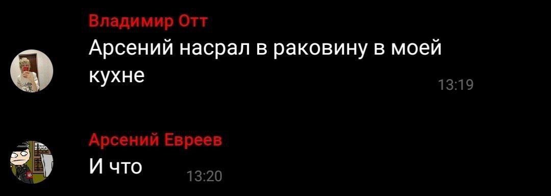 Арсений насрал в раковину в моей кухне И что