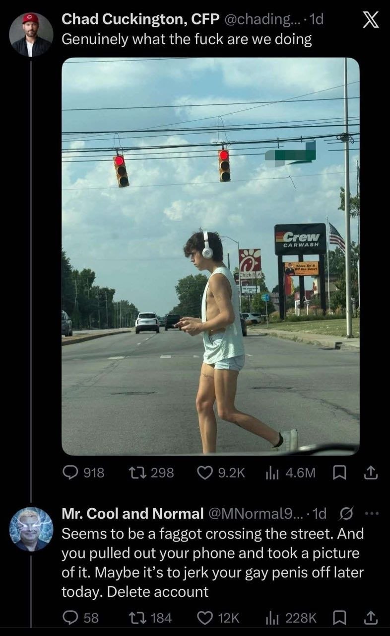 Выглядит как пидорок, переходящий через дорогу. А ты вытащил телефон и сфоткал это. Может быть чтобы подрюкать свой гейский пенис вечерком. Удали страницу