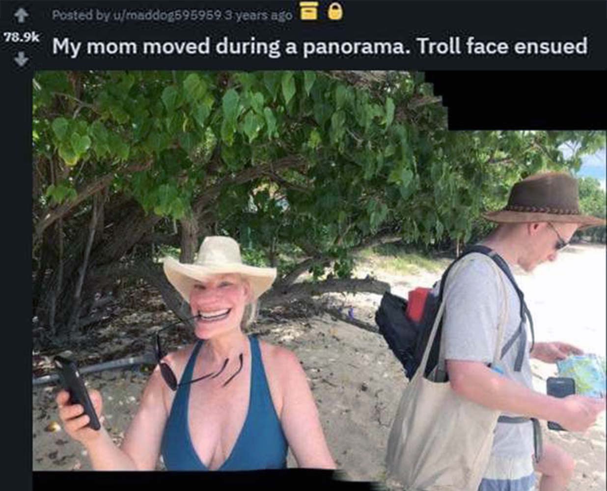 a My mom moved during a panorama. Troll face ensued