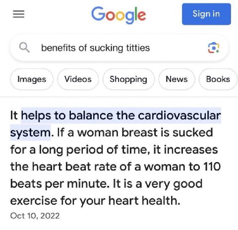 О benefits of sucking titties Images Videos Shopping News Books It helps to balance the cardiovascular system. If a woman breast is sucked for a long period of time, it increases the heart beat rate o
