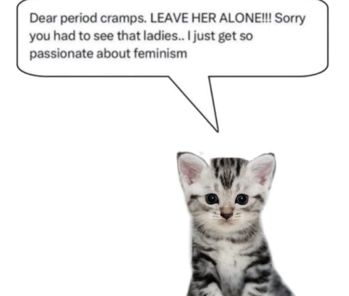 Dear period cramps. LEAVE HER ALONE!!! Sorry you had to see that ladies.. just get so passionate about feminism a