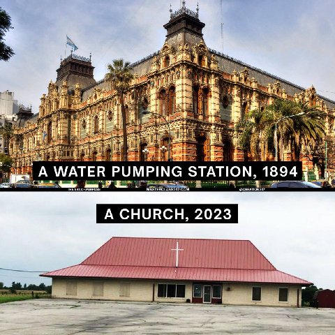 A WATER PUMPING STATION, 1894 A CHURCH, 2023