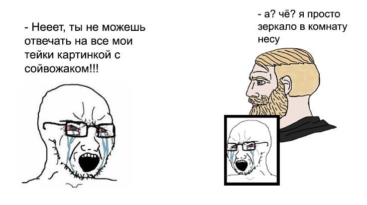 а? чё? я просто Нееет, ты не можешь зеркало в комнату отвечать на все мои несу тейки картинкой с сойвожаком!!! 7