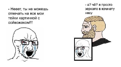 а? чё? я просто Нееет, ты не можешь зеркало в комнату отвечать на все мои несу тейки картинкой с сойвожаком!!! 7