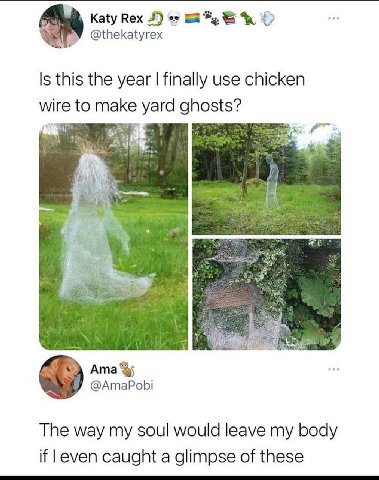 Katy Rex У @thekatyrex Is this the year finally use chicken yard ghosts? to mak bal Ama @AmaPobi The way my soul would leave my body if еуеп caught a glimpse of these