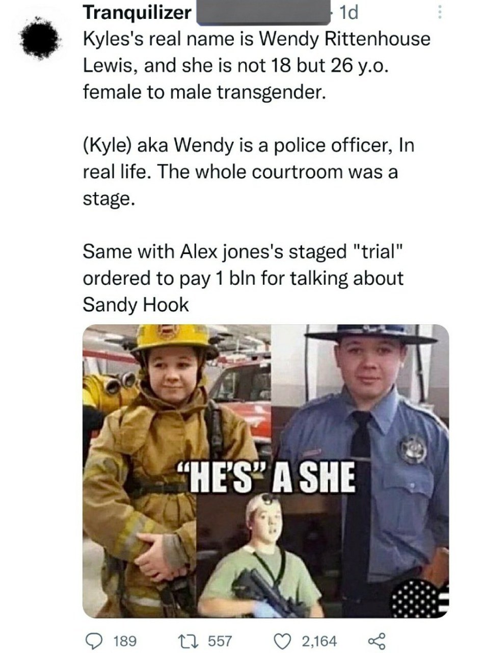 Tranquilizer Kyles's real name is Wendy Rittenhouse Lewis, and she is not 18 but 26 female to male transgender. (Kyle) aka Wendy is a police officer, In real life. The whole courtroom was a stage. Sam