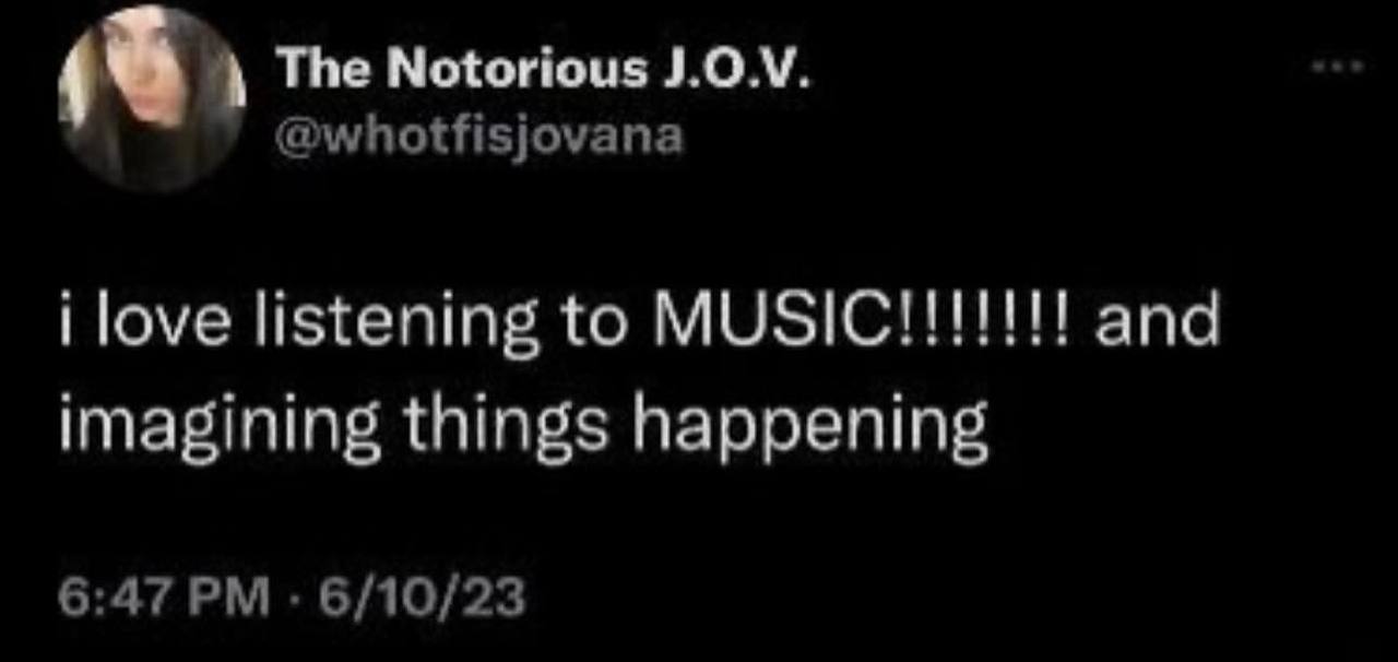 The Notorious @whotfisjovana i love listening to and imagining things happening 6:47 6/10/23