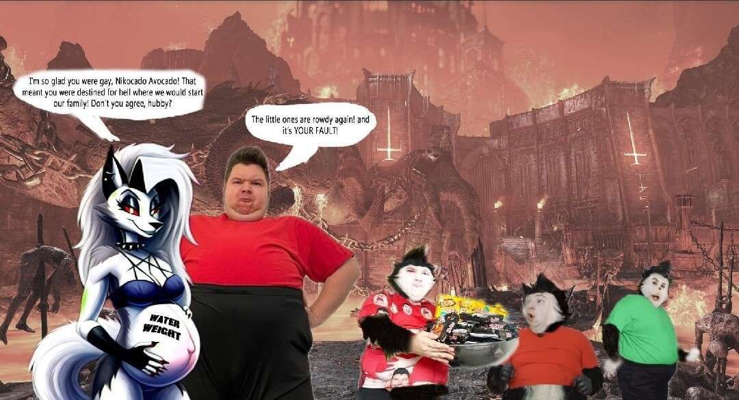 so glad you were gay, Мкосадо Avocado! That Meant you were destined for hell where we would start our family! Don't you agree, hubby? The little ones are rowdy again! and it's YOUR FAULT! 8