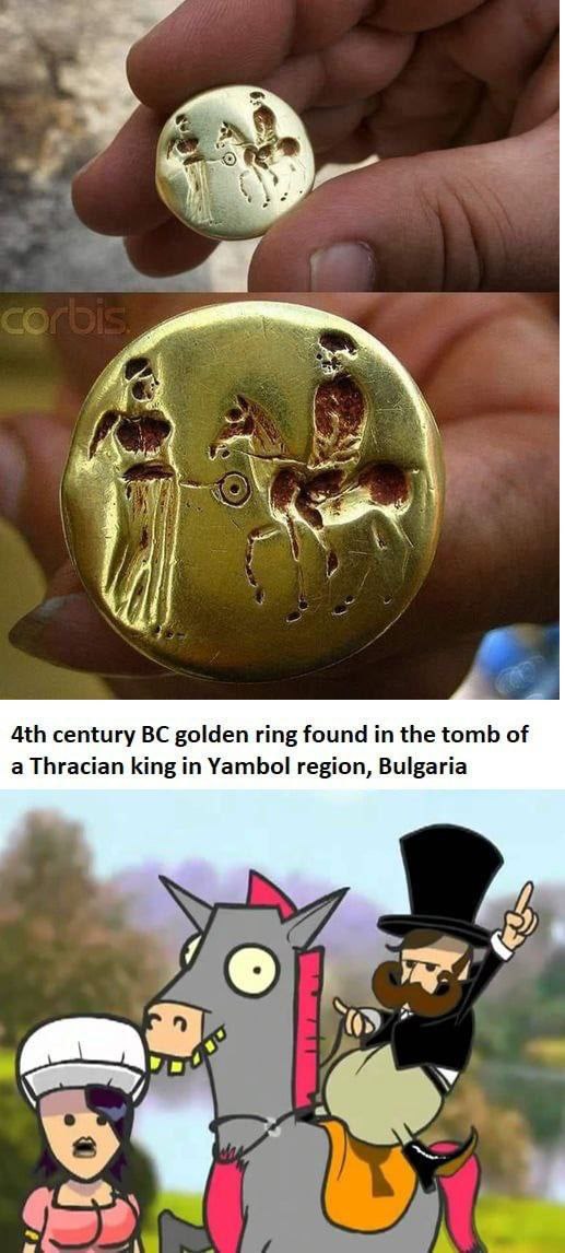 We century golden ring found in the tomb of a Thracian king in Yambol region, Bulgaria о, У