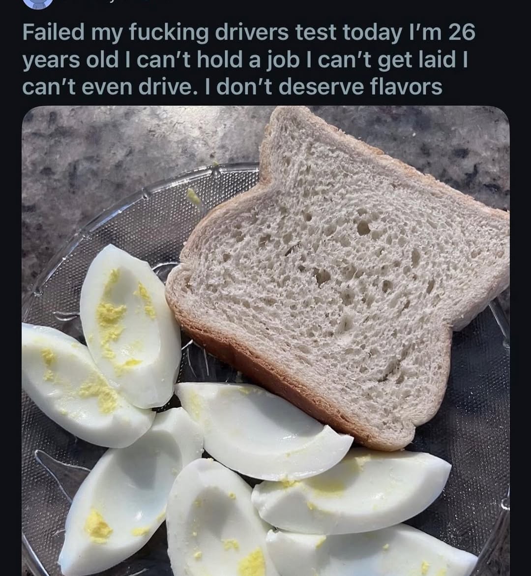 Failed my fucking drivers test today 26 years old can't hold а job can't get laid can’t even drive. don't deserve flavors 7