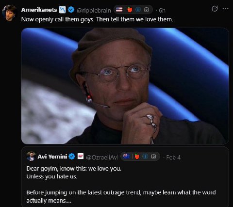 Amerikanets Now openly call them goys. Then tell them we love them. AviYemini Dear goyim, know this: we love you. Unless you hate Before jumping on the latest outrage trend, maybe learn what the word 