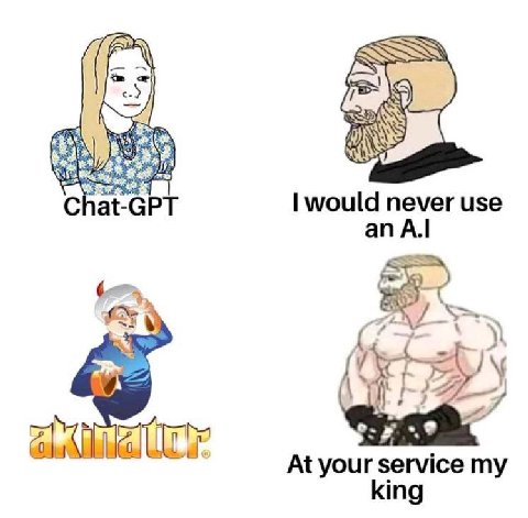 Chat-GPT would never use i “4 At your service my king