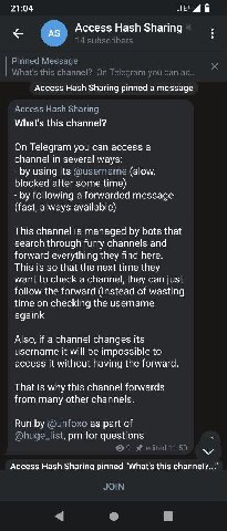 21:04 LTE+ 9 Access Hash Sharing Я 4 subscribers Pinned Message What's this channel? On Telegram you can Access Hash Sharing pinned a message Access Hash Sharing What's this channel? On Telegram you c