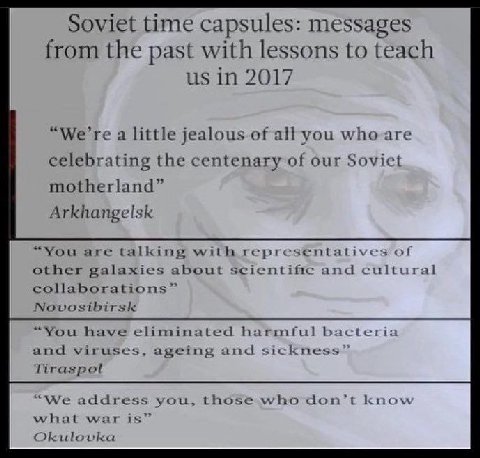 Soviet time capsules: messages from the past with lessons to teach 2017 “We're a little jealous of celebrating the centenary of our Soviet motherland” Arkhangelsk “You are talking with representatives