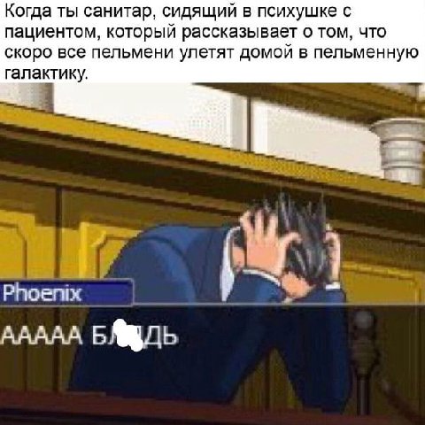 Когда ты санитар, сидящий в психушке с пациентом, который рассказывает о том, что скоро все пельмени улетят домой в пельменную галактику. a 3 Phoenix 1