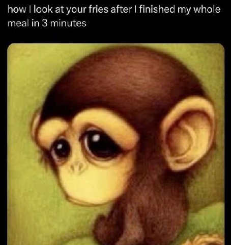 how look at your fries after finished whole meal in 3 minutes
