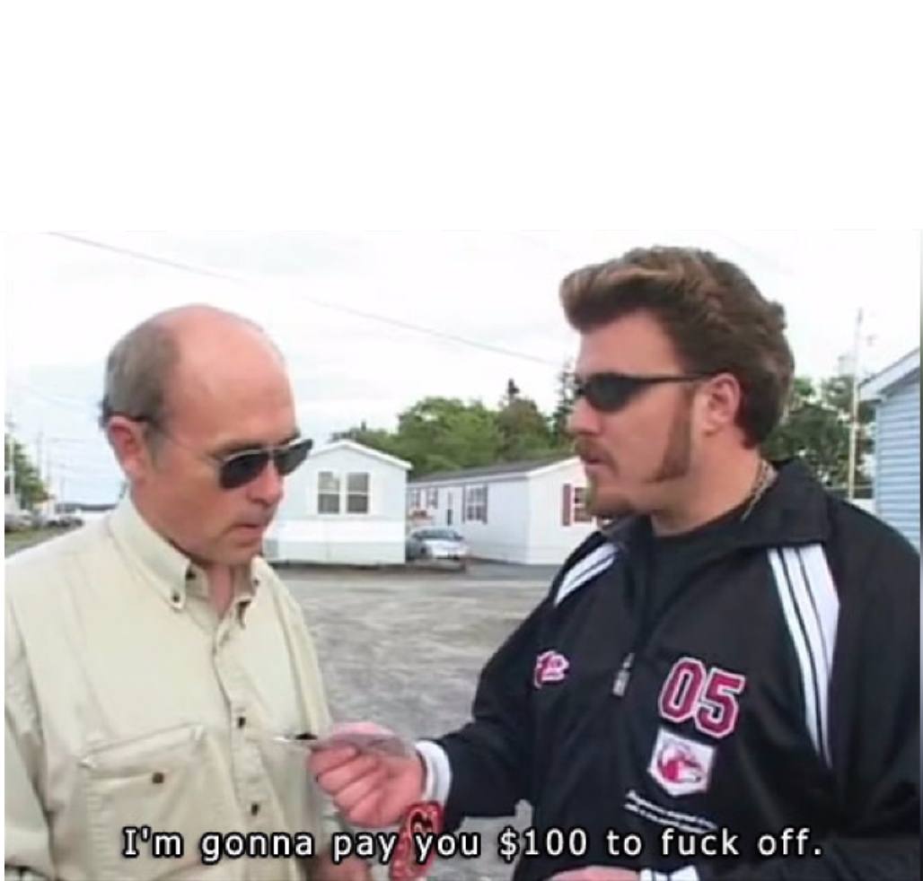 5 4 7 Pay, to fuck off.