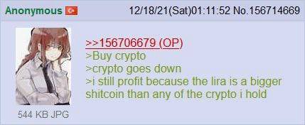 24 No.156714669 >>156706679 >Buy crypto =crypto goes down still profit because the lira is a bigger shitcoin than any of the crypto hold 544 JPG