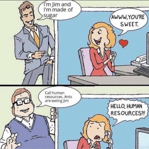 I'mJim and made of sugar AWWW, YOU'RE SWEET. Call human are eating Jim resources, Ants HELLO, HUMAN a