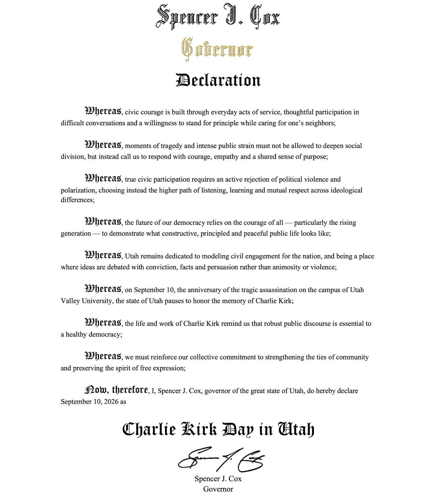 — 🇺🇸 NEW: The State of Utah declares September 10th as ‘Charlie Kirk Day’

@Middle_East_Spectator