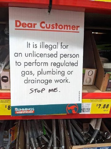 Dear omer It is illegal for an unlicensed person to perform regulated gas, plumbing or drainage work. 7 шли