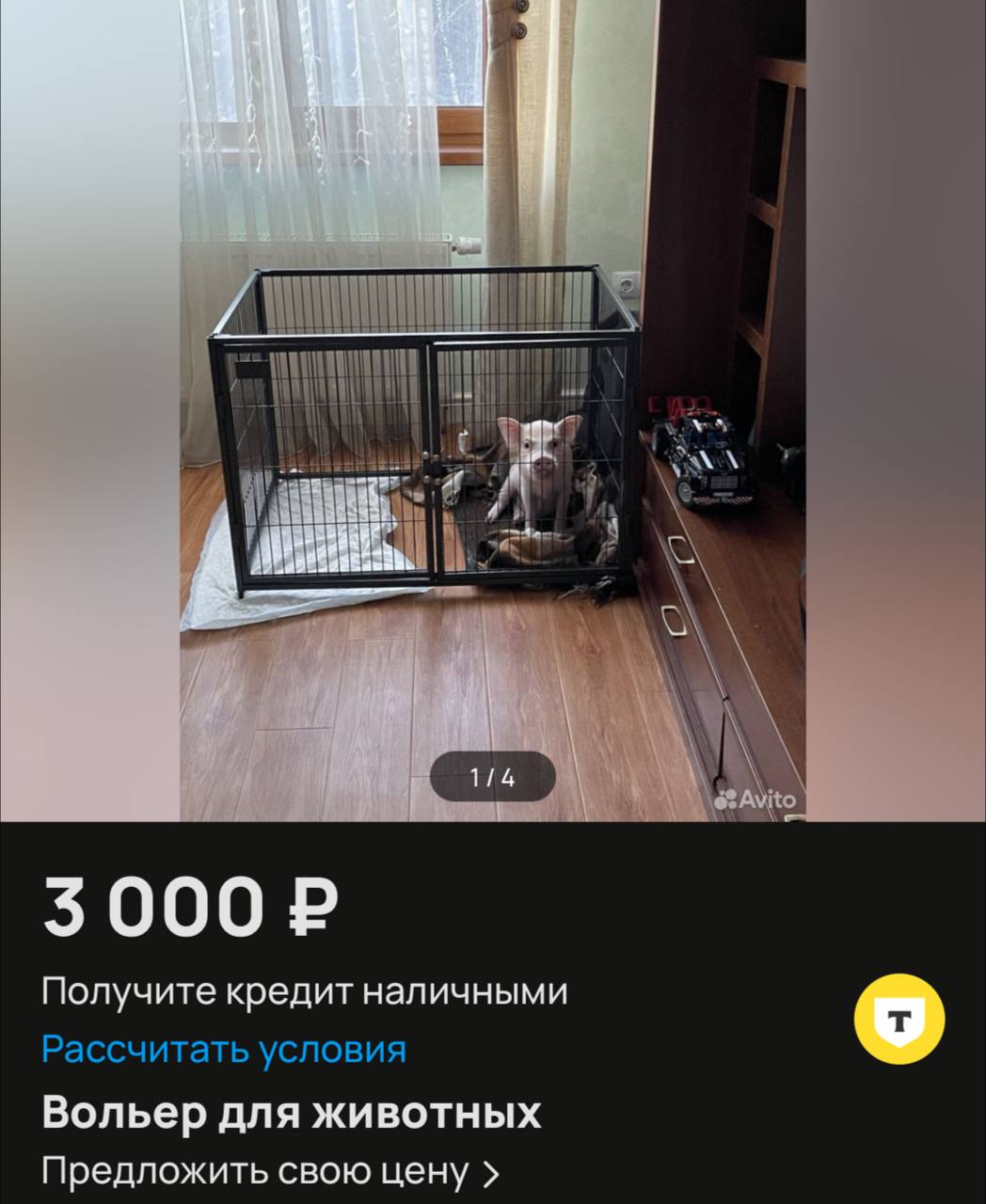 3 000 Получите кредит наличными Рассчитать условия Вольер для животных Предложить свою цену
