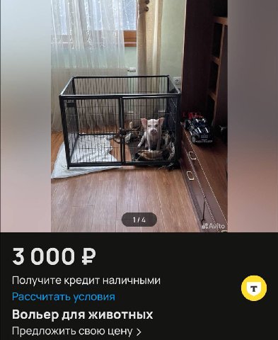 3 000 Получите кредит наличными Рассчитать условия Вольер для животных Предложить свою цену