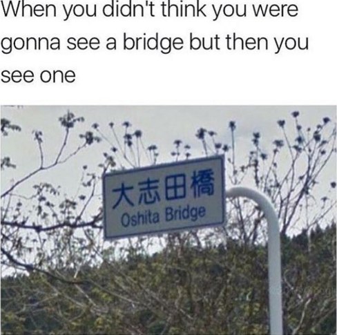When you think you were gonna see a bridge but then you see one